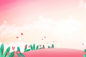 教师节粉色系背景图花朵蝴蝶云彩