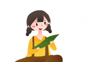 端午节卡通女孩包粽子