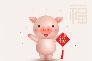 2019猪年新年快乐4k卡通壁纸