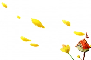 黄色花朵花瓣飘落装饰图案