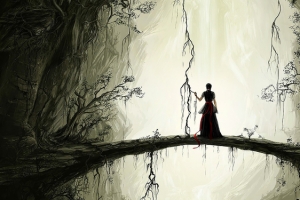 唯美梦幻桥上美女