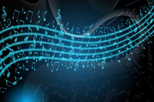 动感音符曲线乐谱荧光梦幻背景