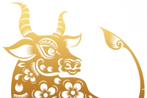 2021年生肖牛金色剪纸窗花