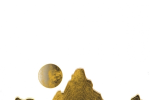 中国风，金色线条山峦