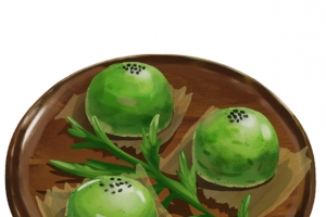 青团手绘黑色碗