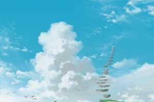 涂鸦草地蓝天白云
