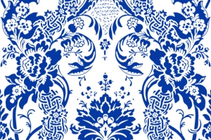 中国古典青花瓷花纹图样牡丹花底