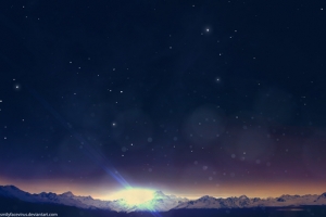 黑夜星光雪山上的光芒海报背景