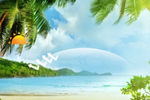 夏日海边防晒霜PSD分层主图背景素材