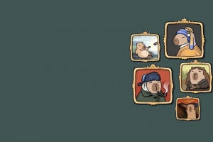 卡皮巴拉 卡通 3440x1440带鱼屏壁纸