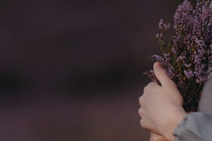 花 花束 薰衣草 紫色 女孩 4k壁纸 3840x2160