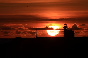 落日 夕阳 灯塔 4K风景壁纸