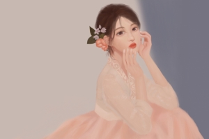 韩服 花朵 女孩 唯美4k动漫壁纸