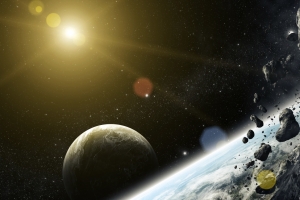 地球 陨石 星星 空间 石头 星空 5K壁纸