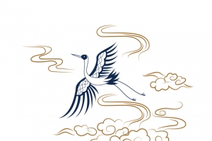 浮世绘云纹仙鹤高清PNG透明免扣设计素材免费下载