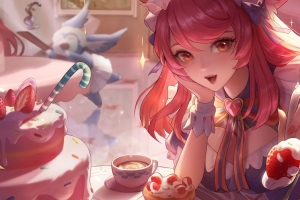 王者荣耀妲己女仆咖啡带鱼屏壁纸3440x1440