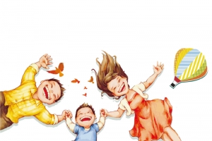 卡通手绘亲子旅行插画免抠