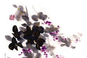 古典水墨鲜花国画