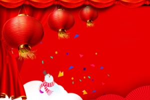 新年红灯笼文艺简约红色背景