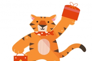 可爱卡通老虎新年快乐春节插画