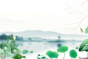 山水荷花背景