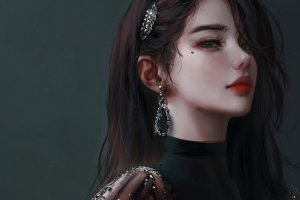 MM 侧脸 厚涂画风 动漫美女4k壁纸