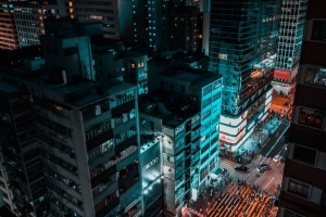 摩天大楼 道路 夜城 建筑 4k壁纸 3840x2160