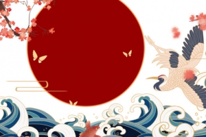 国潮元素仙鹤浪花鲤鱼梅花祥云