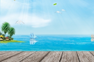 夏日蓝天白云风景海景电商海报背景