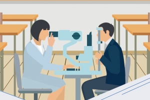 预防近视眼白色卡通关注孩子眼睛健康X展架