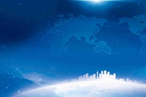 城市剪影世界地图地球蓝色海报背景