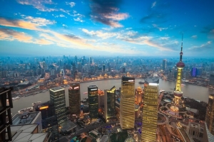 上海蓝天白云全景图
