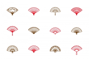 矢量线条扇子