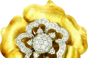 金色钻石珠宝花朵戒指