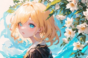 女孩 兜帽 花 动漫 4k壁纸 3840x2160