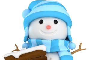 手绘可爱蓝色帽子雪人