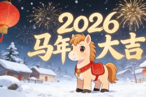2026马年大吉 雪村 烟花 4k新年壁纸