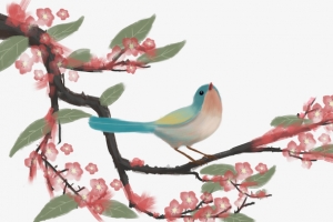 水墨山水花鸟树枝元素