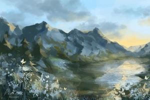 3840x2160 山脉 湖泊 风景 艺术壁纸 背景