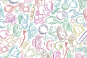 美食卡通图案纹理背景banner