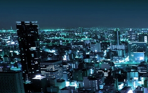 蓝色夜晚都市夜景海报背景