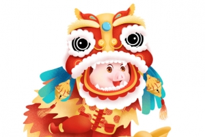 金猪送福金猪舞狮元宝