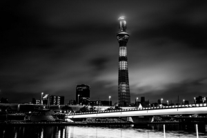 塔 建筑 黑白 夜城 建筑 4k壁纸 3840x2160