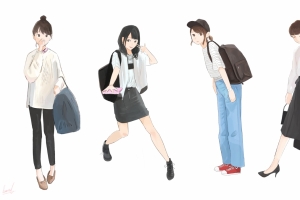4个可爱时尚女生插画4k壁纸