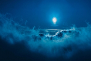 月亮 云 蓝色 光 天空 4k壁纸 3840x2160