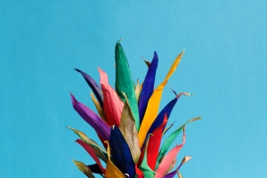 蓝底彩色菠萝海报背景