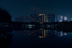 夜城 全景 河流 倒影 建筑 4k壁纸 3840x2160