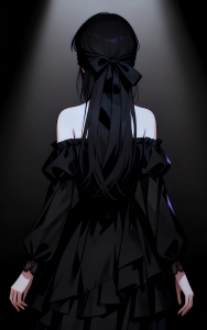 蒙眼美女 背影 光影 暗色背景4k手机高清壁纸竖屏