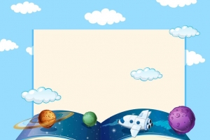 矢量卡通儿童教育太空展板背景