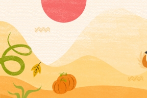 感恩节橙色卡通火鸡banner